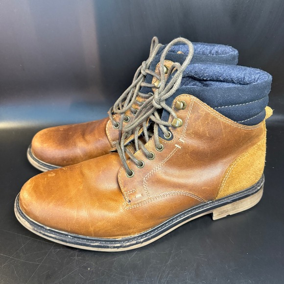 Red‎ Tape RT Simon Txt Leather Ankle Boots Brown Lace Up Mens Size 10.5 - Picture 4 of 7